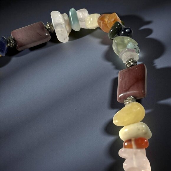 Mookaite & Gemstone Chip Necklace – 26" Boho Earthtone Strand - Picture 8 of 11